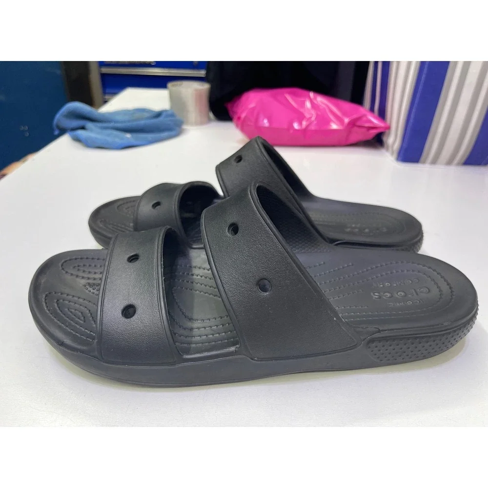 Crocs Classic Sandal Black Two Strap Slide Mens 12 206761-001